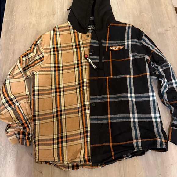 Air walk Two-Tone Plaid Jacket - Black and Tan - Picture 1 of 1
